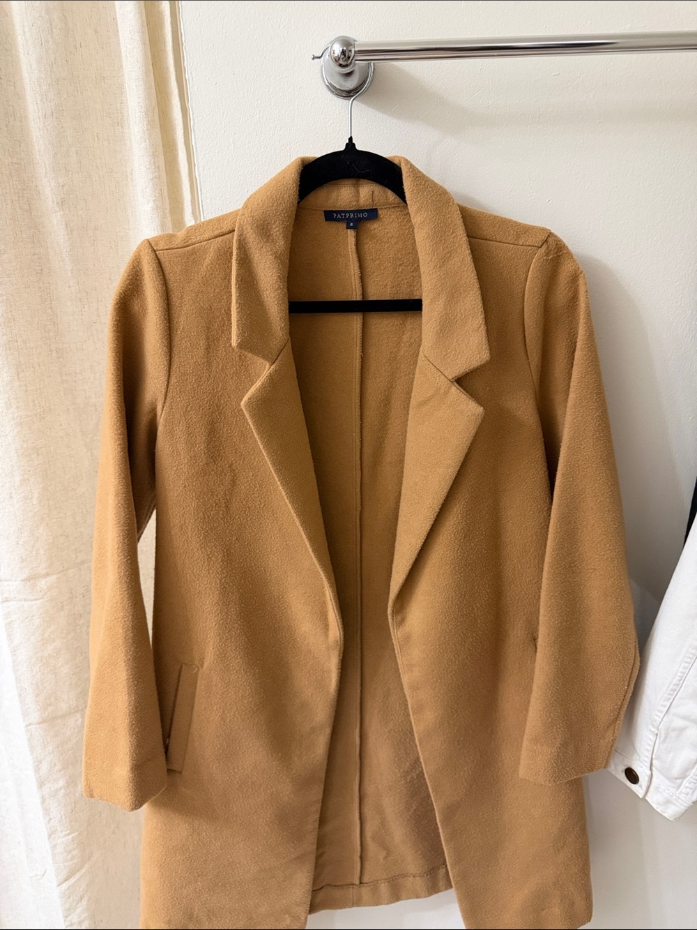 Petite Open-Front Camel Trench Coat by